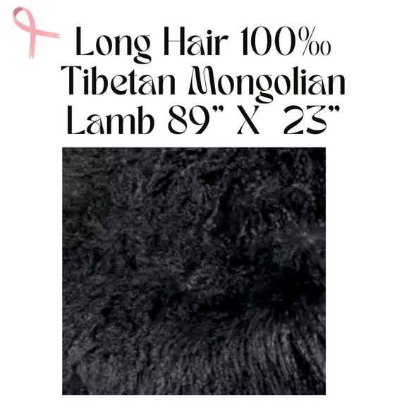 Long Hair 100% Tibetan Mongolian Lamb Lined in Luxurious Satin 89” X 23” - Picture 1 of 6